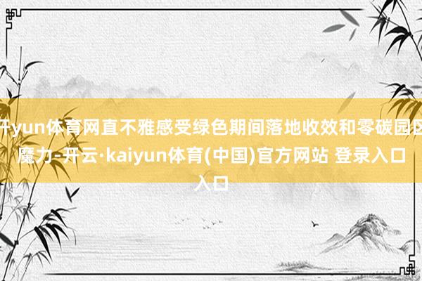开yun体育网直不雅感受绿色期间落地收效和零碳园区魔力-开云·kaiyun体育(中国)官方网站 登录入口