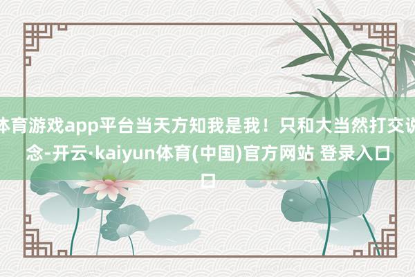 体育游戏app平台当天方知我是我！只和大当然打交说念-开云·kaiyun体育(中国)官方网站 登录入口
